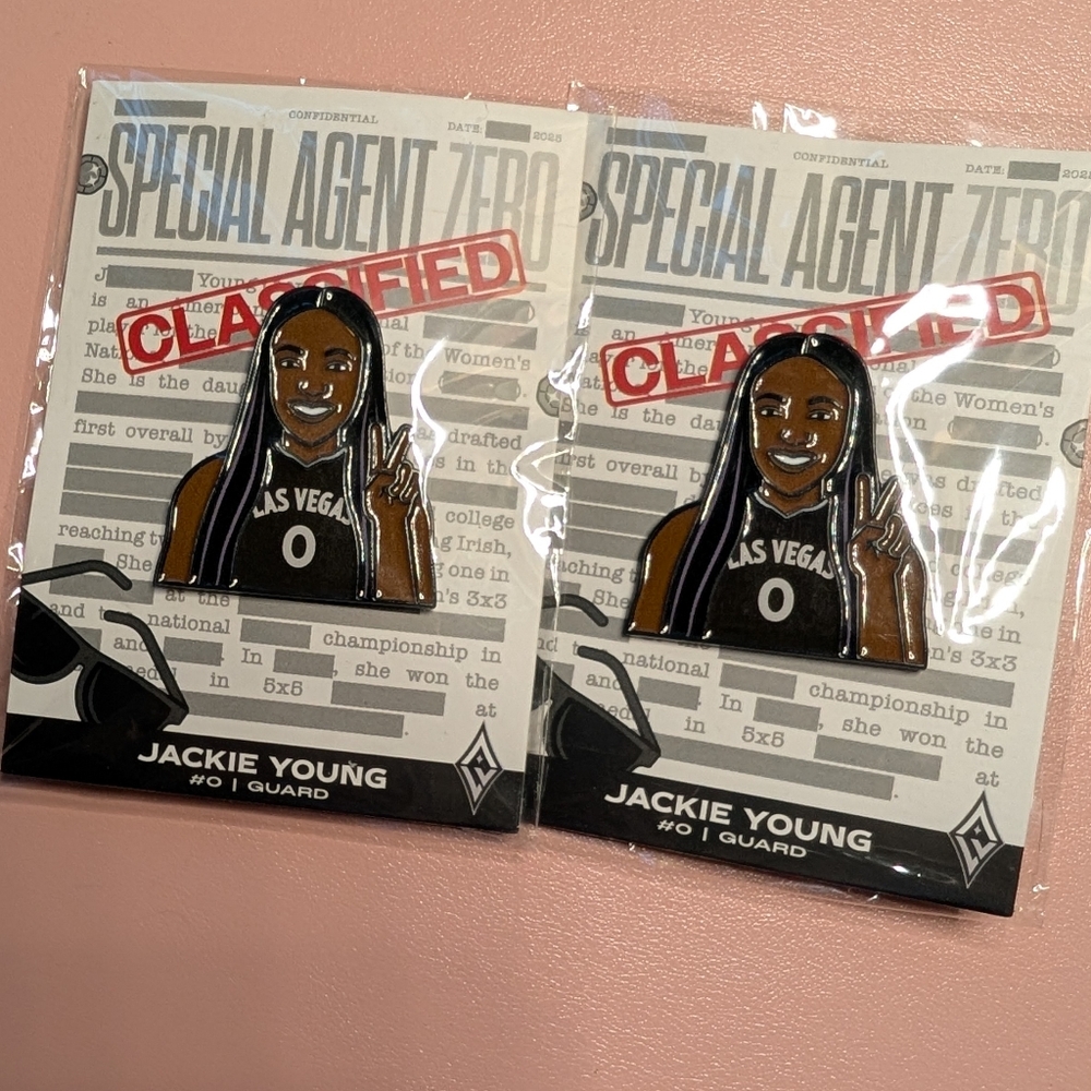 Jackie Young Las Vegas Aces WNBA Collectible Pins X 2